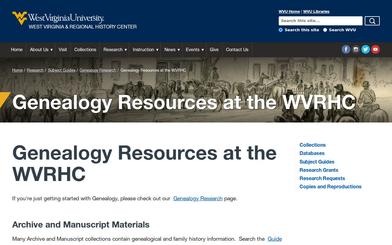 WVU West Virginia and Regional History Center genealogy resources for Morgantown research