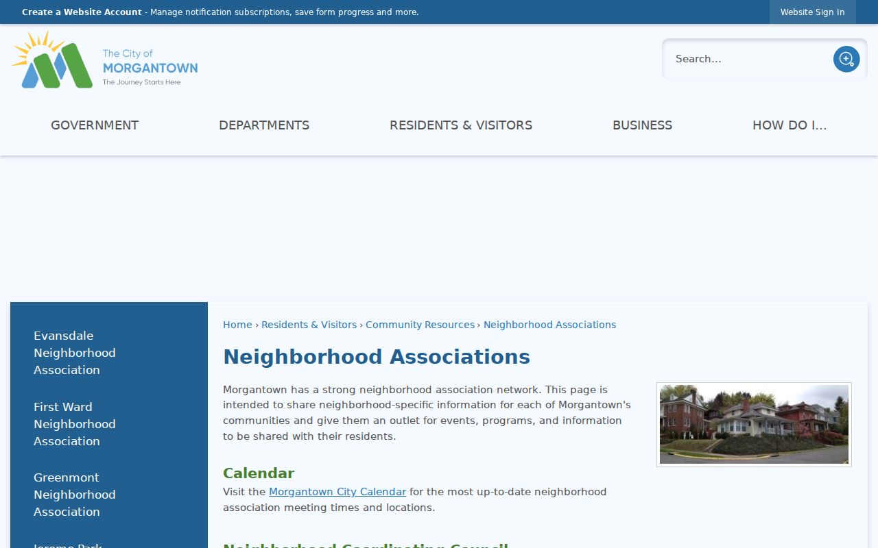 City of Morgantown neighborhood association directory